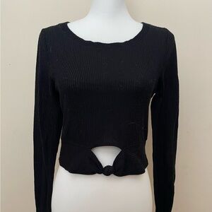 Hollister - black long sleeve shirt with knot in front